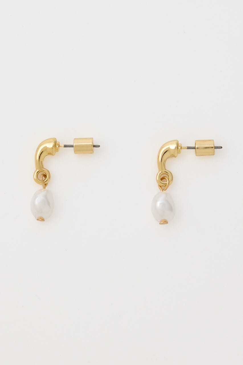 F/PEARL DROP HOOP イヤリング GLD FREE