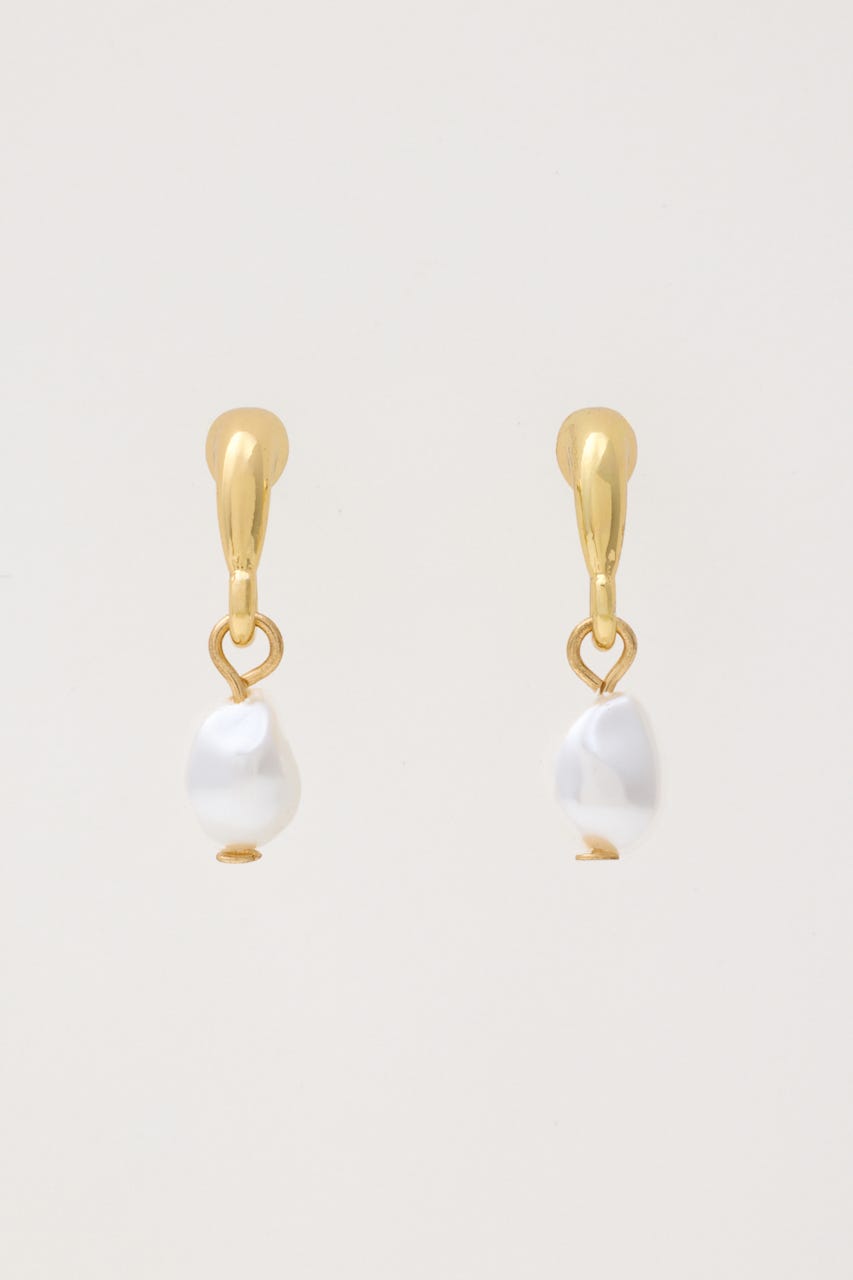 F/PEARL DROP HOOP イヤリング GLD FREE