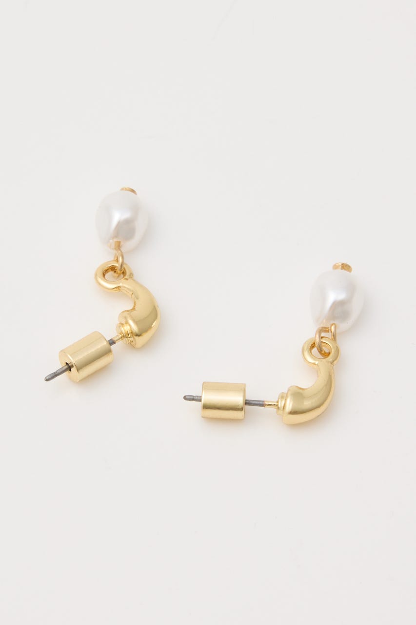 F/PEARL DROP HOOP イヤリング GLD FREE