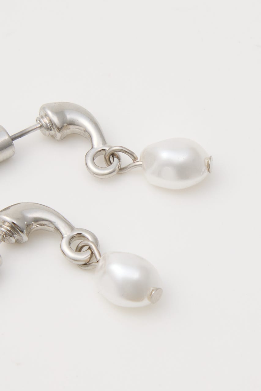 F/PEARL DROP HOOP イヤリング SLV FREE