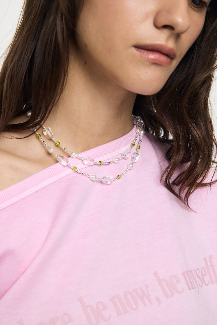 F/PEARL MIX BEADED ネックレス GRN FREE