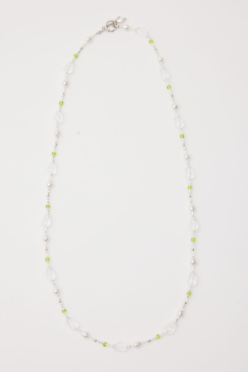 F/PEARL MIX BEADED ネックレス GRN FREE