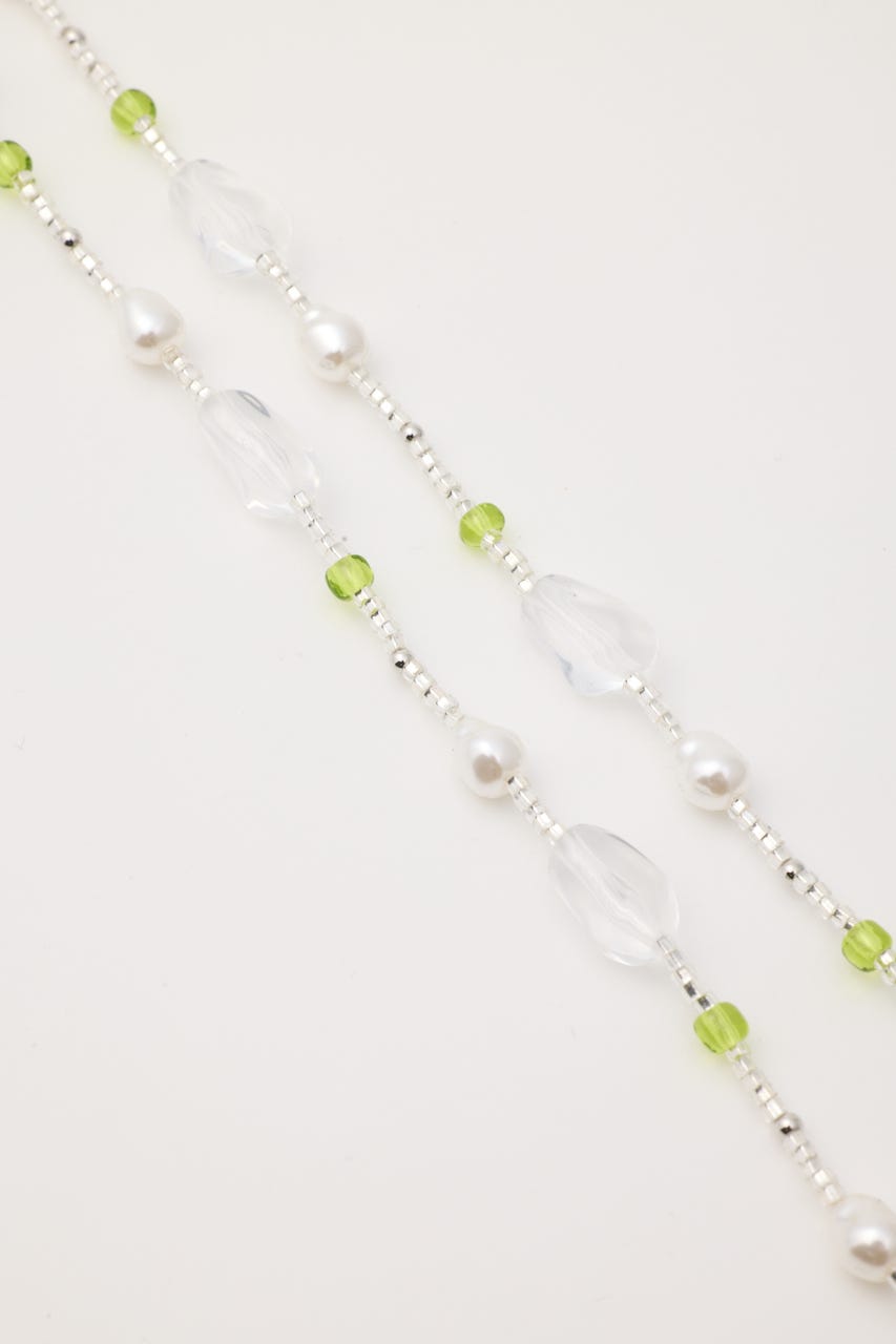 F/PEARL MIX BEADED ネックレス GRN FREE