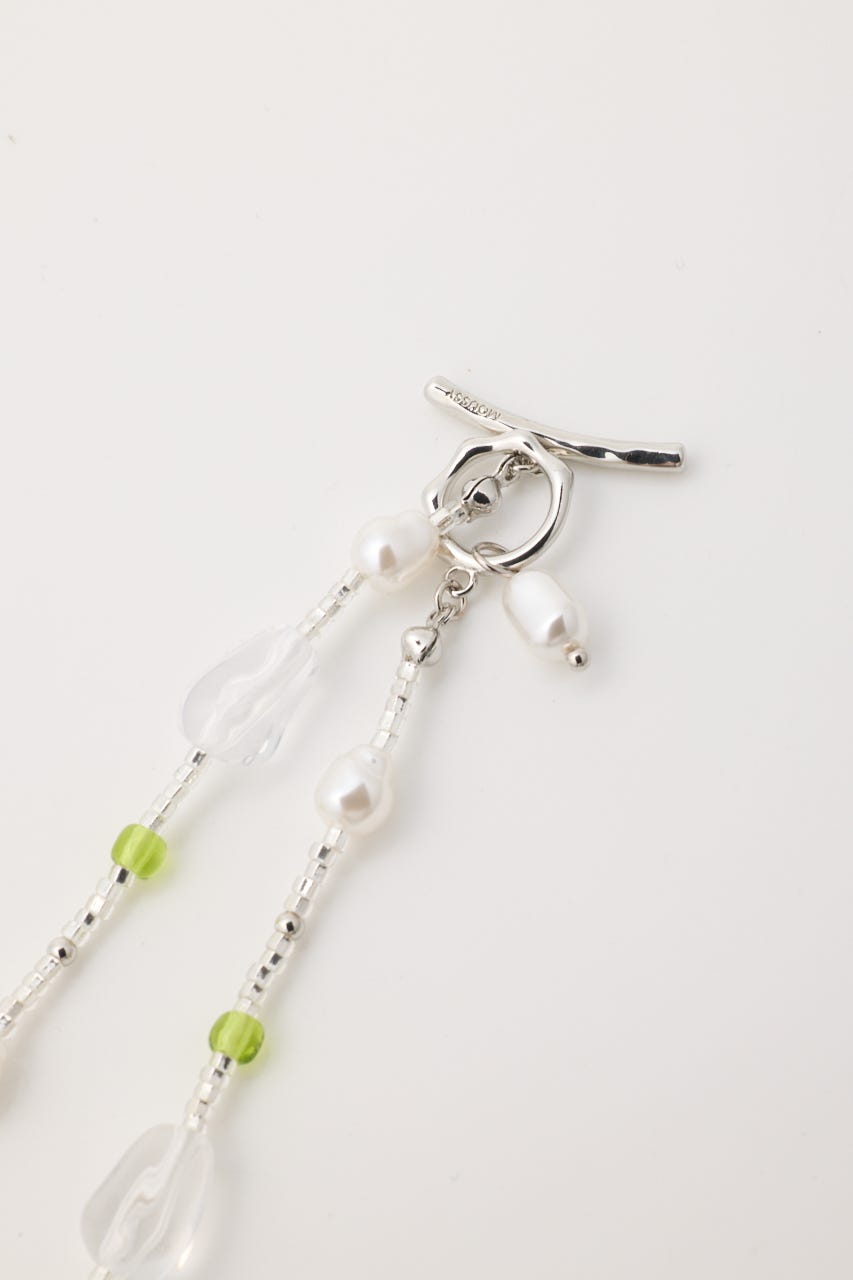 F/PEARL MIX BEADED ネックレス GRN FREE