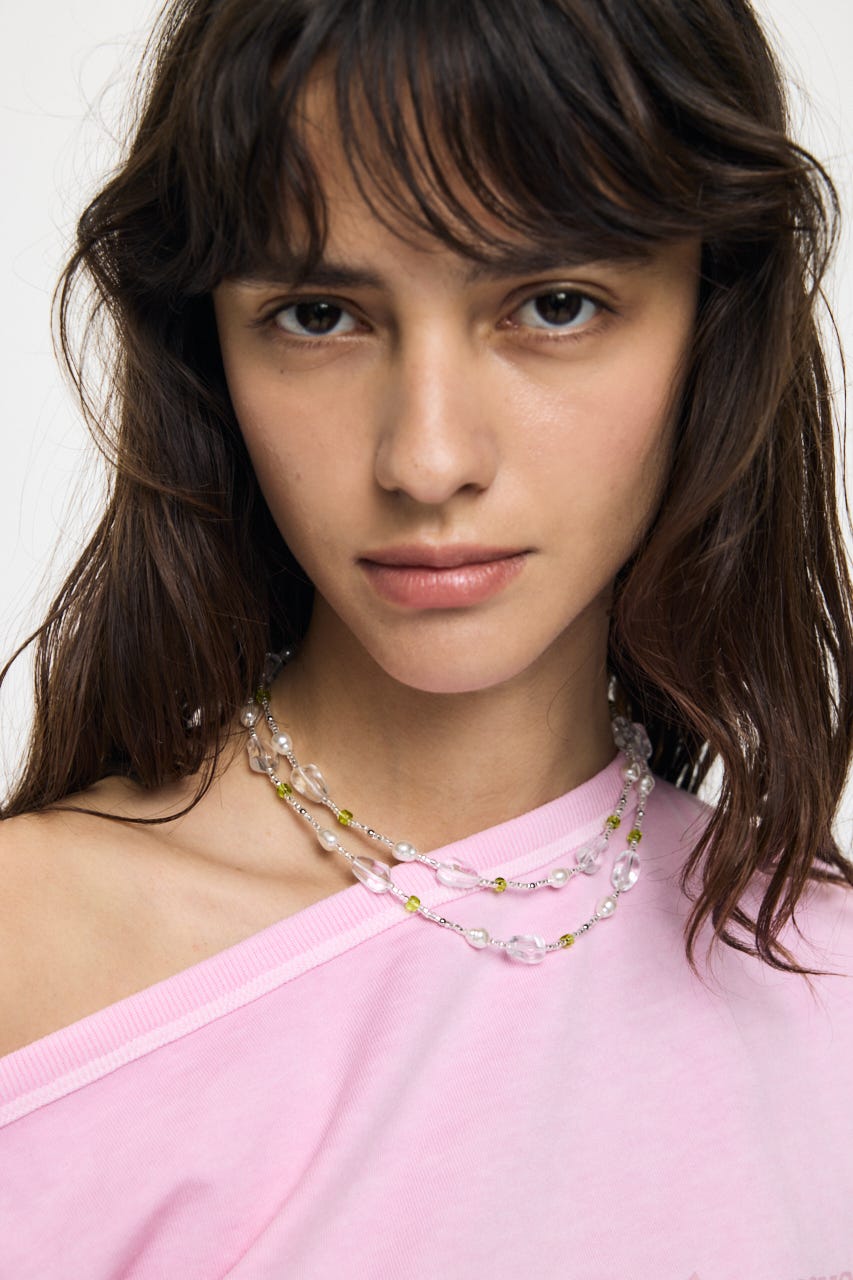 F/PEARL MIX BEADED ネックレス GRN FREE