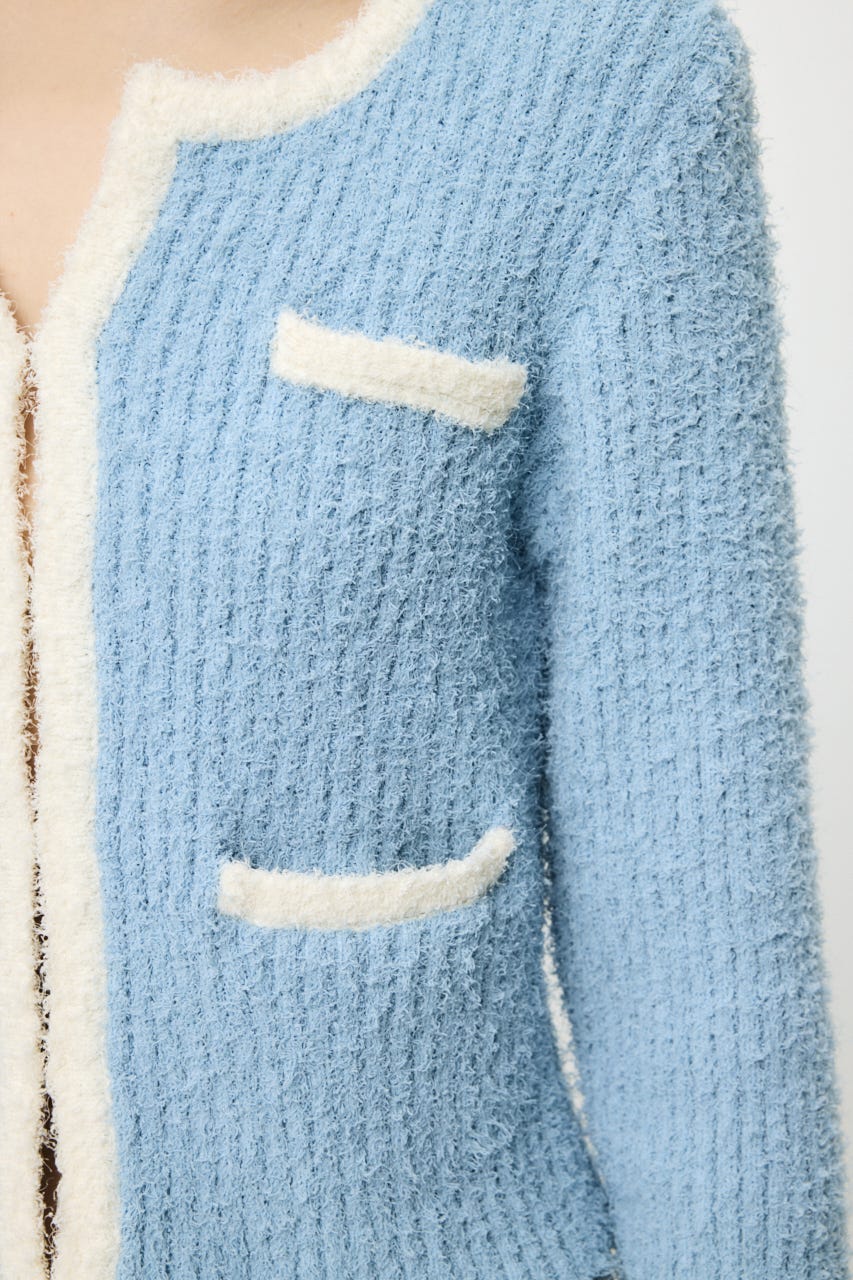 FANCY YARN BI COLOR カーディガン L/BLU FREE