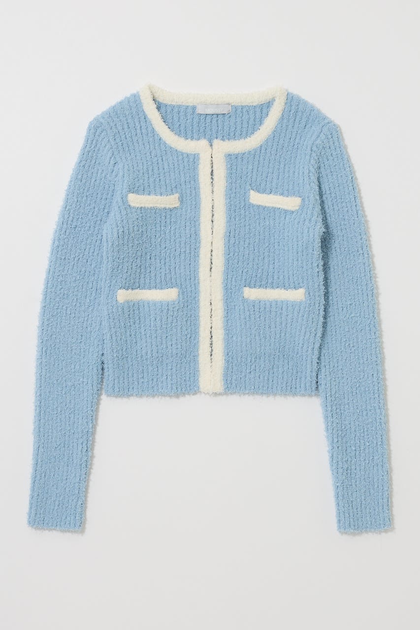 FANCY YARN BI COLOR カーディガン L/BLU FREE