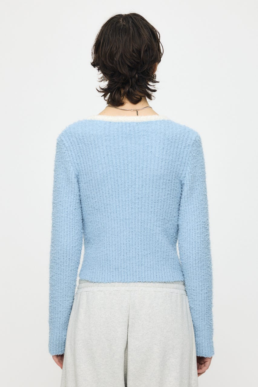 FANCY YARN BI COLOR カーディガン L/BLU FREE