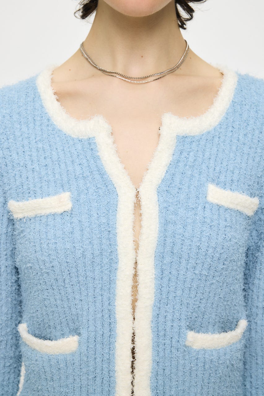 FANCY YARN BI COLOR カーディガン L/BLU FREE