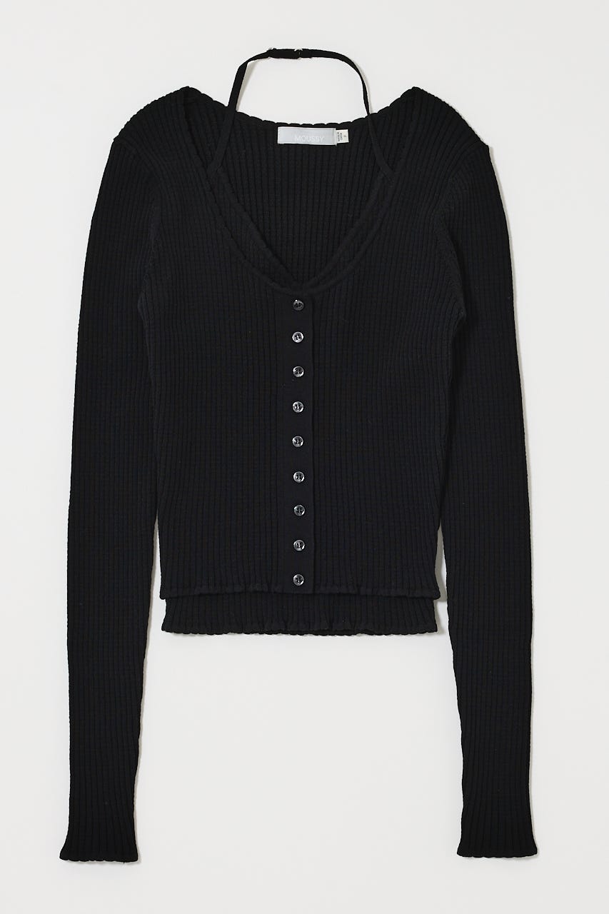 HALTER NECK DOUBLE KNIT トップス BLK FREE