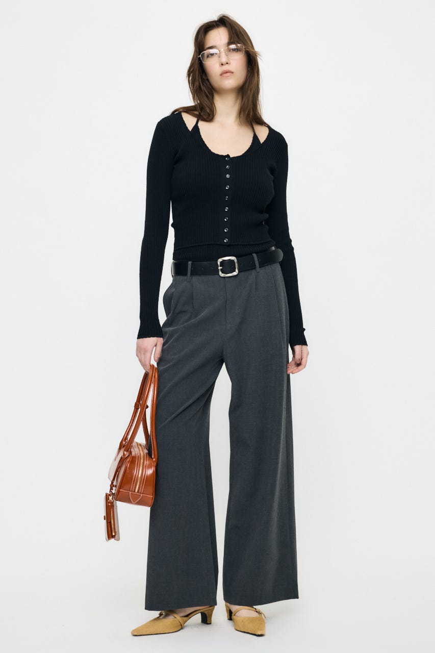 HALTER NECK DOUBLE KNIT トップス BLK FREE