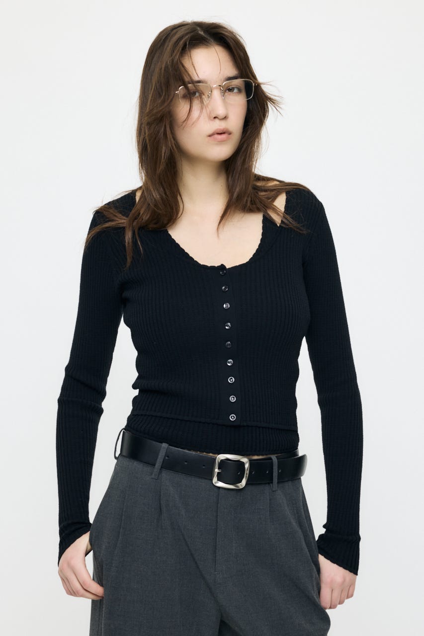 HALTER NECK DOUBLE KNIT トップス BLK FREE