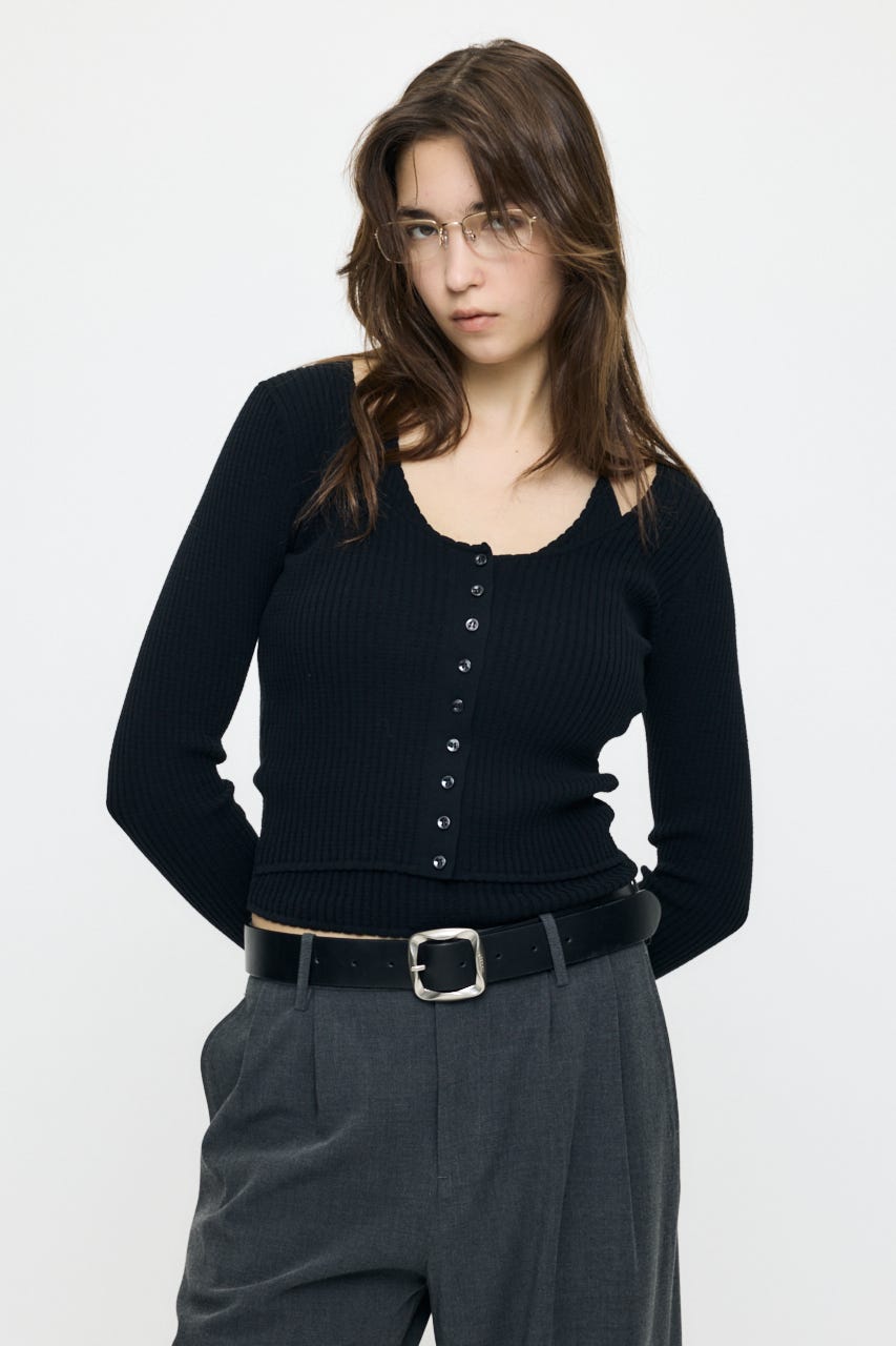 HALTER NECK DOUBLE KNIT トップス BLK FREE