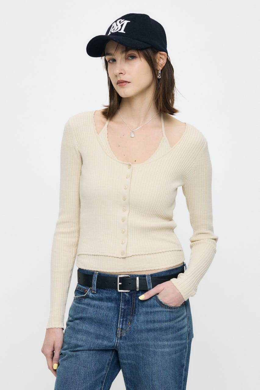 HALTER NECK DOUBLE KNIT トップス IVOY FREE