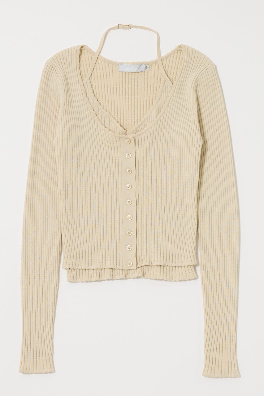 HALTER NECK DOUBLE KNIT トップス IVOY FREE