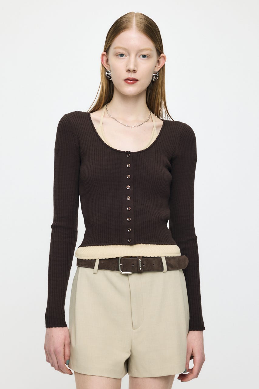 HALTER NECK DOUBLE KNIT トップス M/BRN FREE