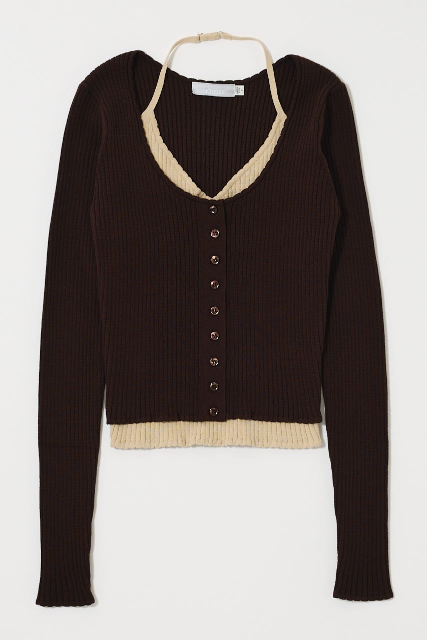 HALTER NECK DOUBLE KNIT トップス M/BRN FREE