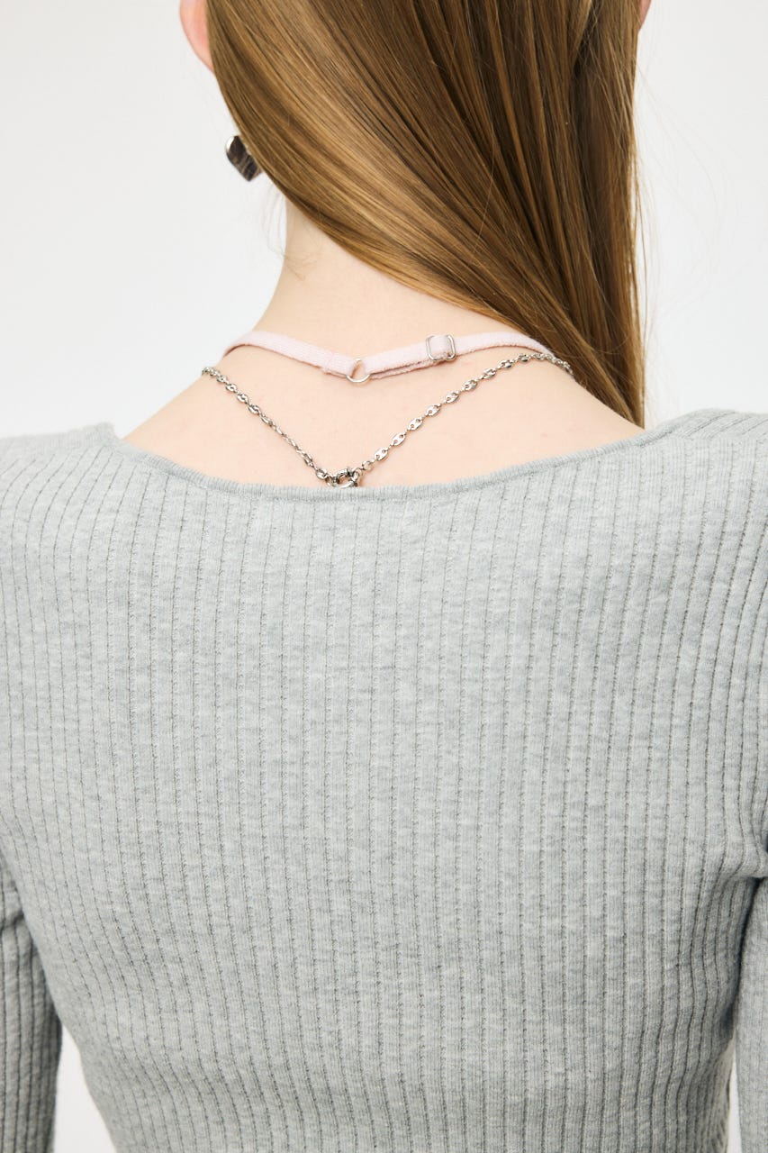 HALTER NECK DOUBLE KNIT トップス M/GRY FREE