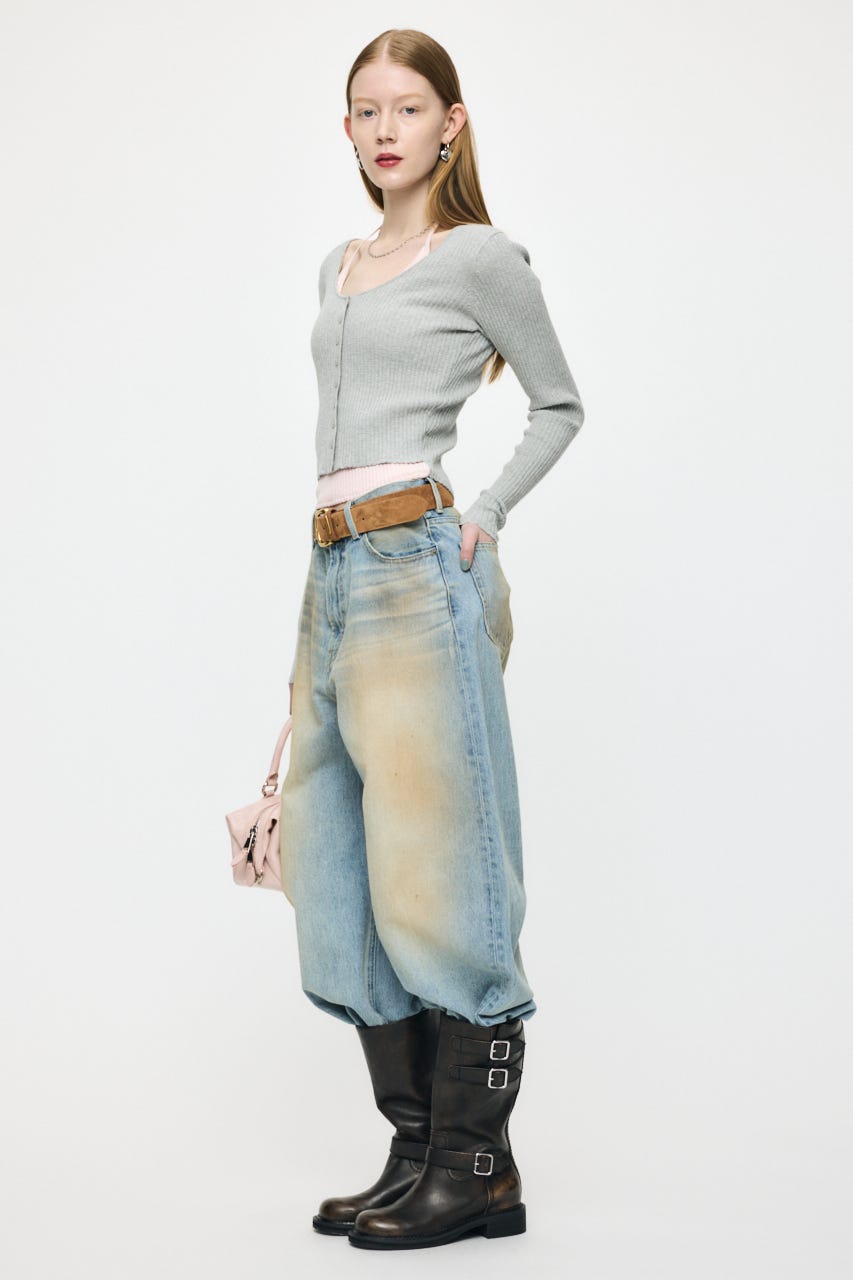 HALTER NECK DOUBLE KNIT トップス M/GRY FREE