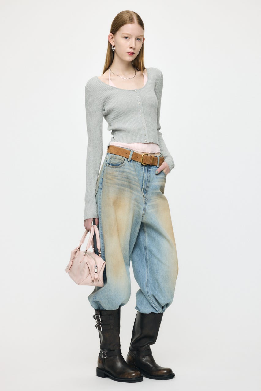 HALTER NECK DOUBLE KNIT トップス M/GRY FREE