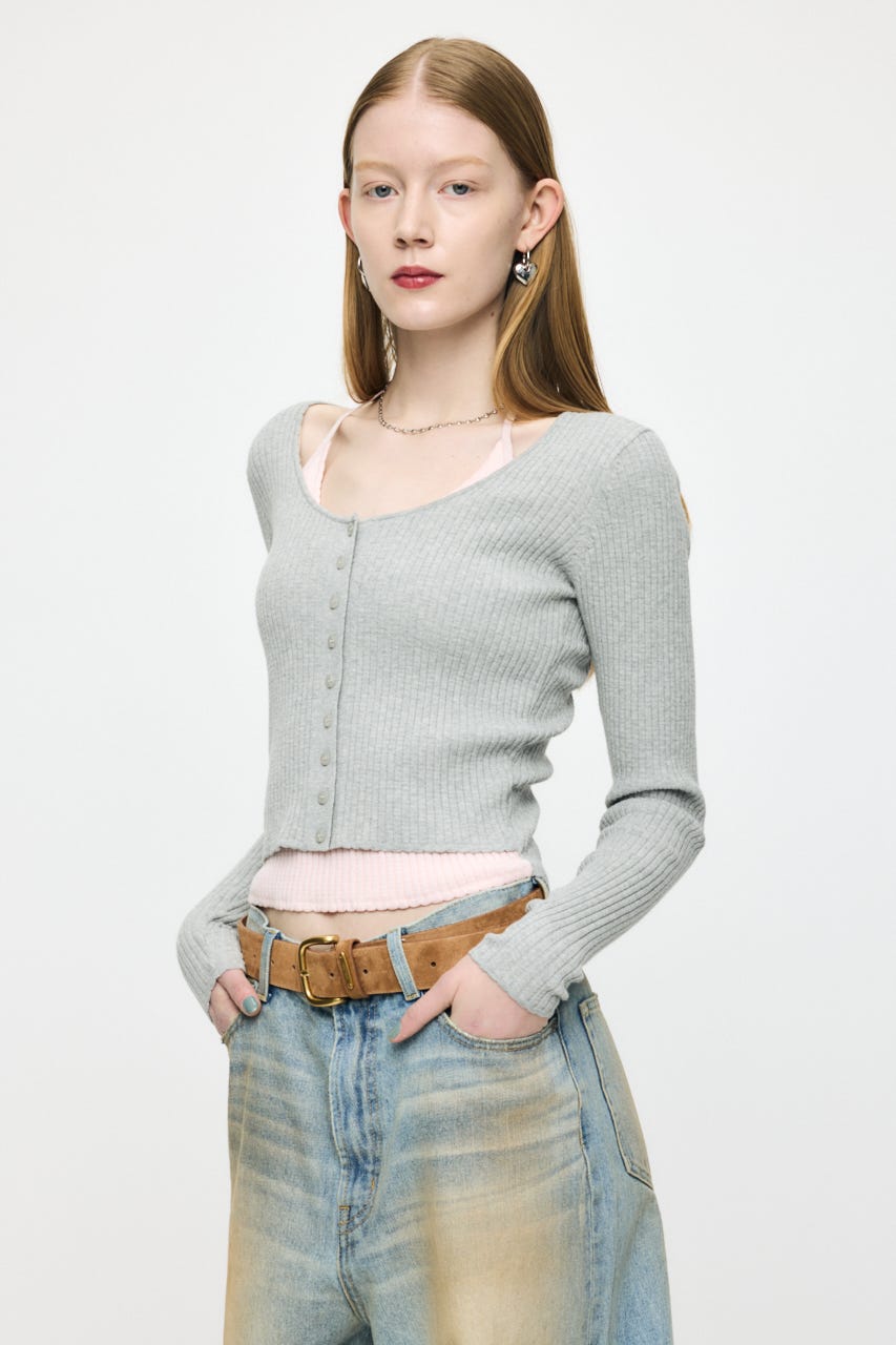 HALTER NECK DOUBLE KNIT トップス M/GRY FREE