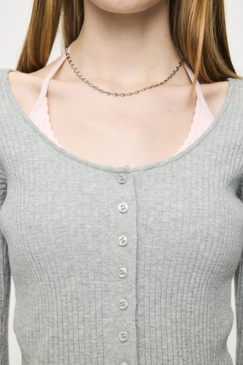 HALTER NECK DOUBLE KNIT トップス M/GRY FREE