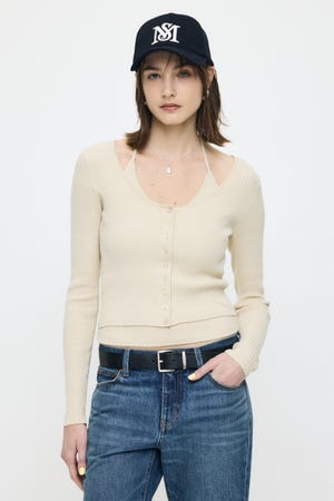HALTER NECK DOUBLE KNIT トップス