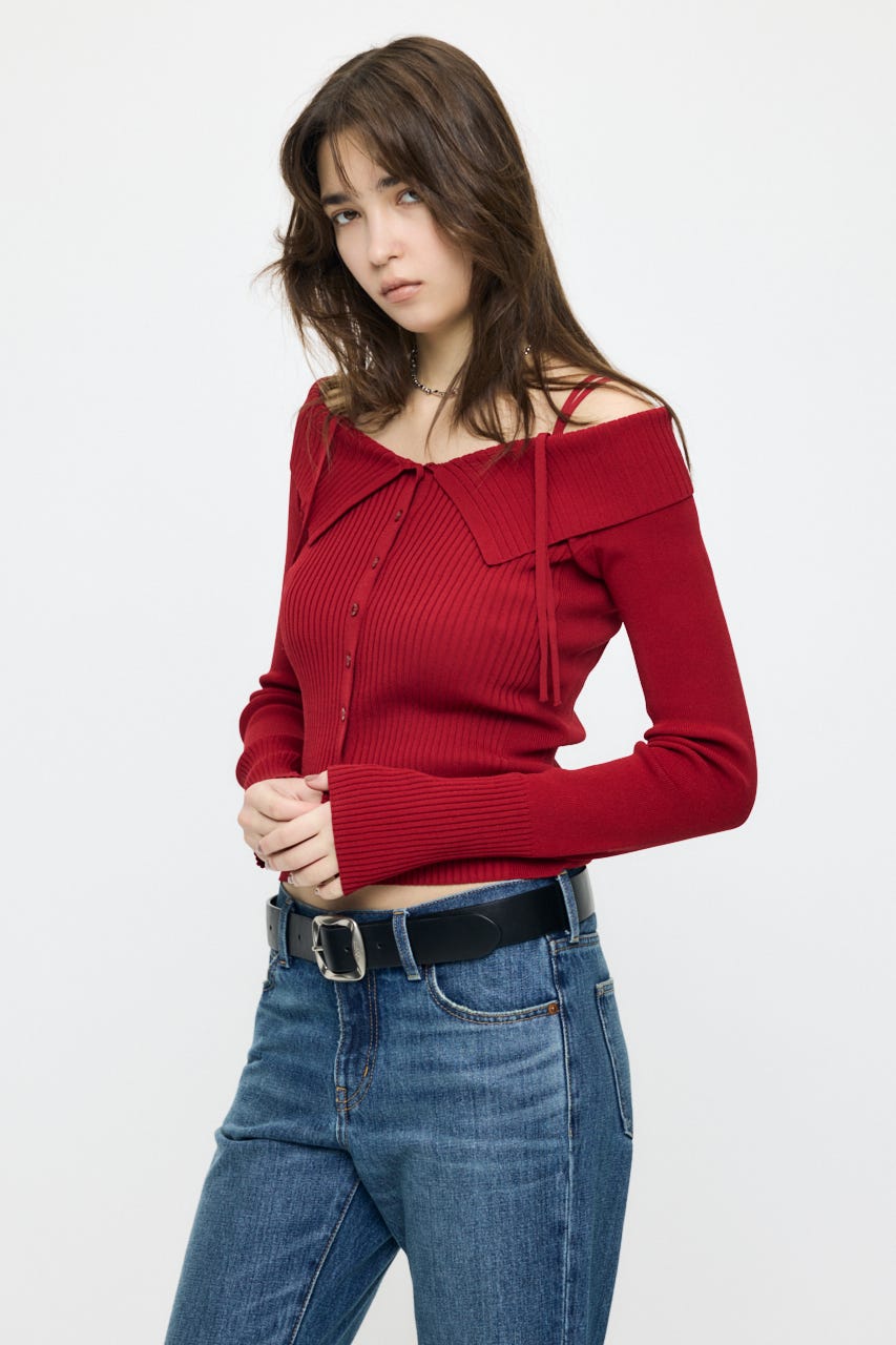3WAY SHOULDER ニット RED FREE