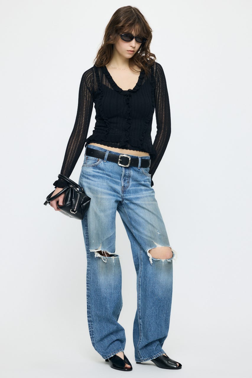 POINTELLE RUFFLE カーディガン＆キャミソール BLK FREE