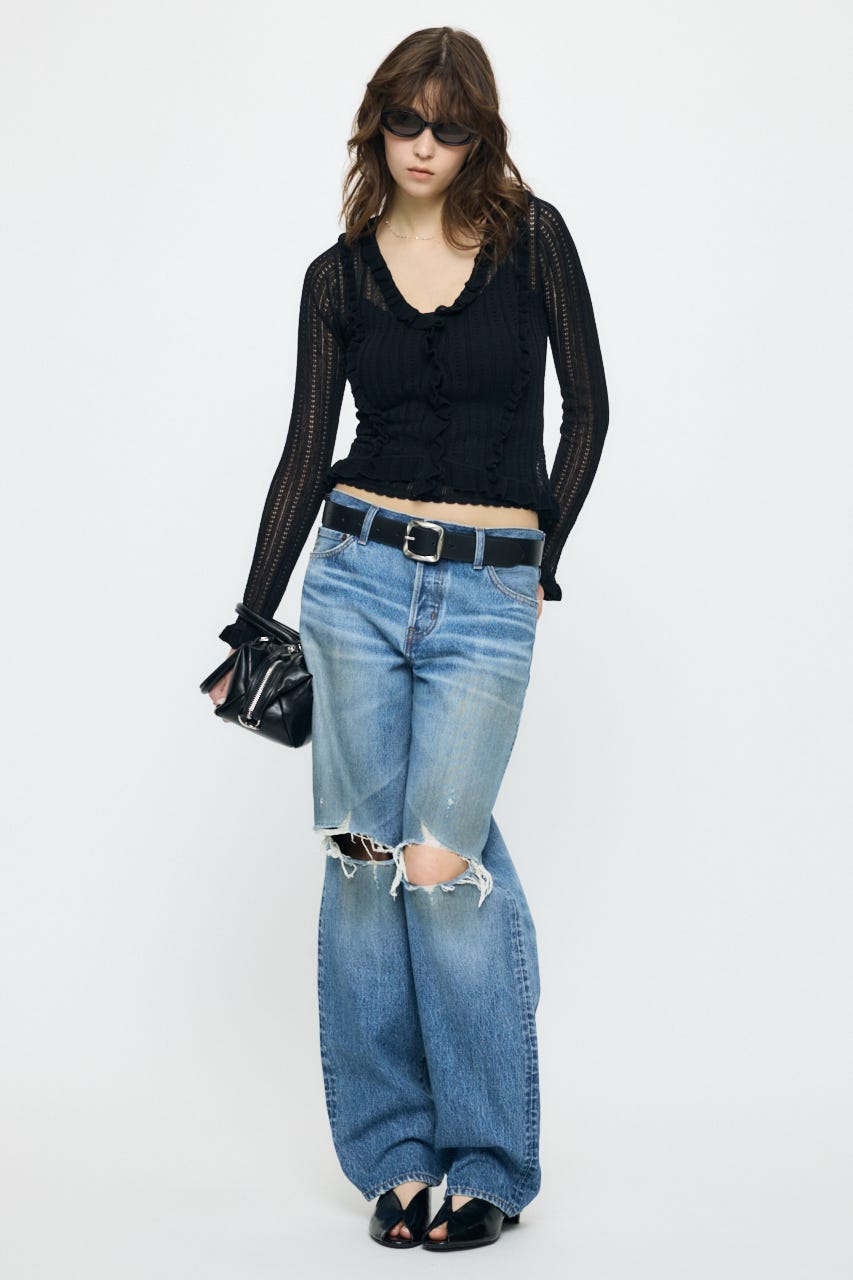 POINTELLE RUFFLE カーディガン＆キャミソール BLK FREE