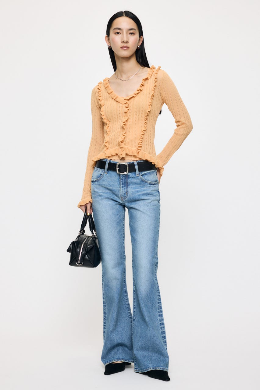 POINTELLE RUFFLE カーディガン＆キャミソール L/YEL FREE