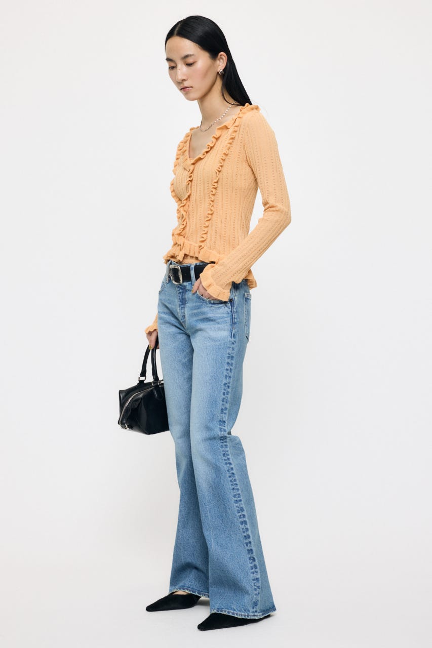 POINTELLE RUFFLE カーディガン＆キャミソール L/YEL FREE