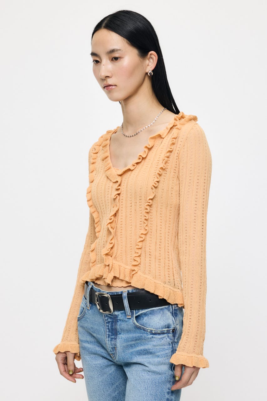 POINTELLE RUFFLE カーディガン＆キャミソール L/YEL FREE