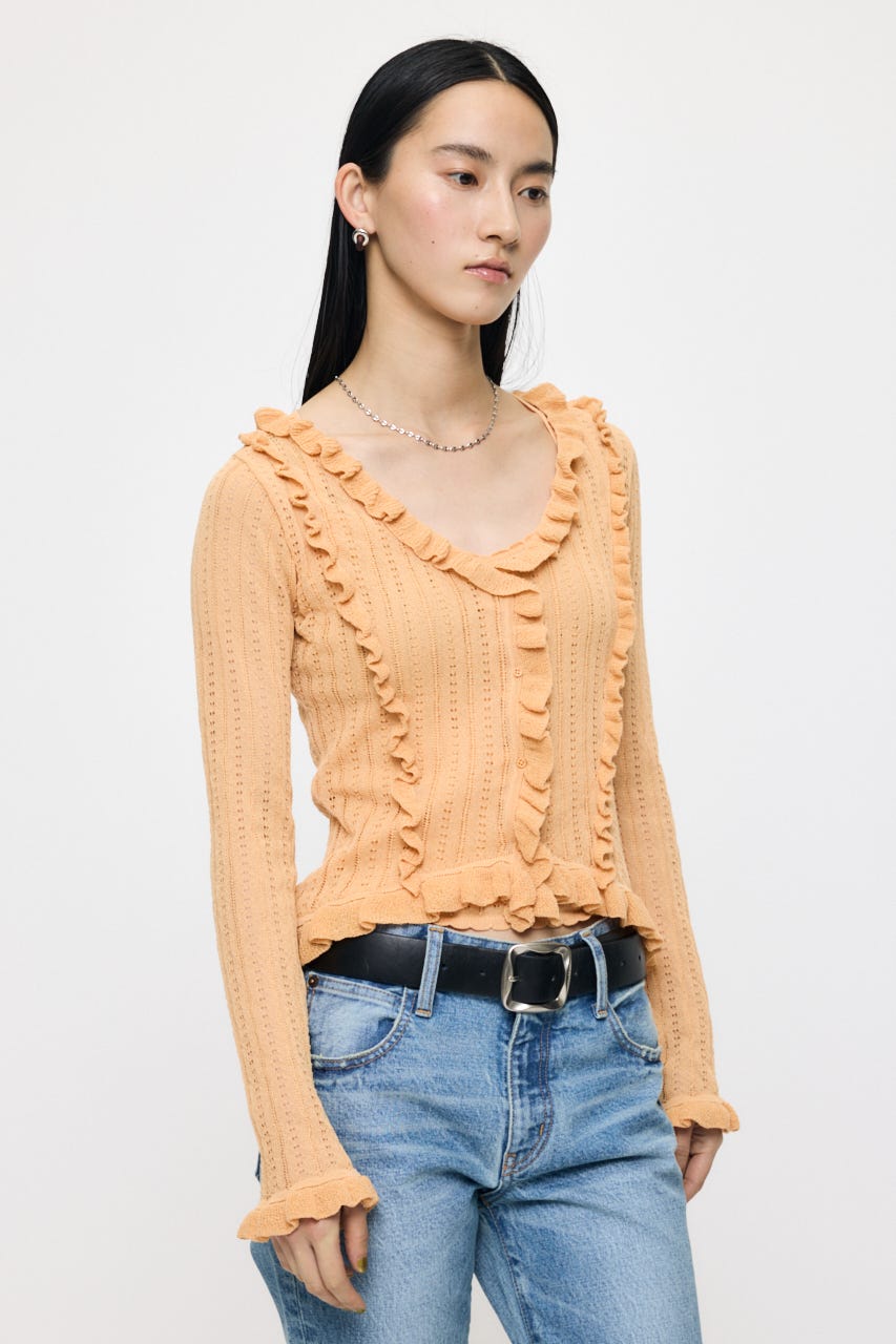 POINTELLE RUFFLE カーディガン＆キャミソール L/YEL FREE