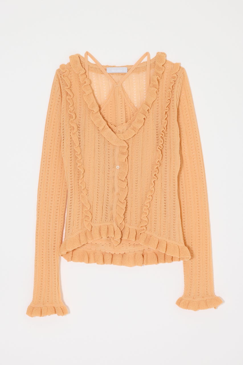 POINTELLE RUFFLE カーディガン＆キャミソール L/YEL FREE