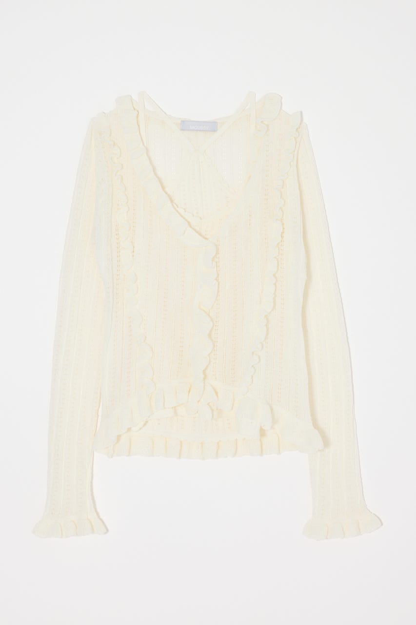 POINTELLE RUFFLE カーディガン＆キャミソール O/WHT FREE
