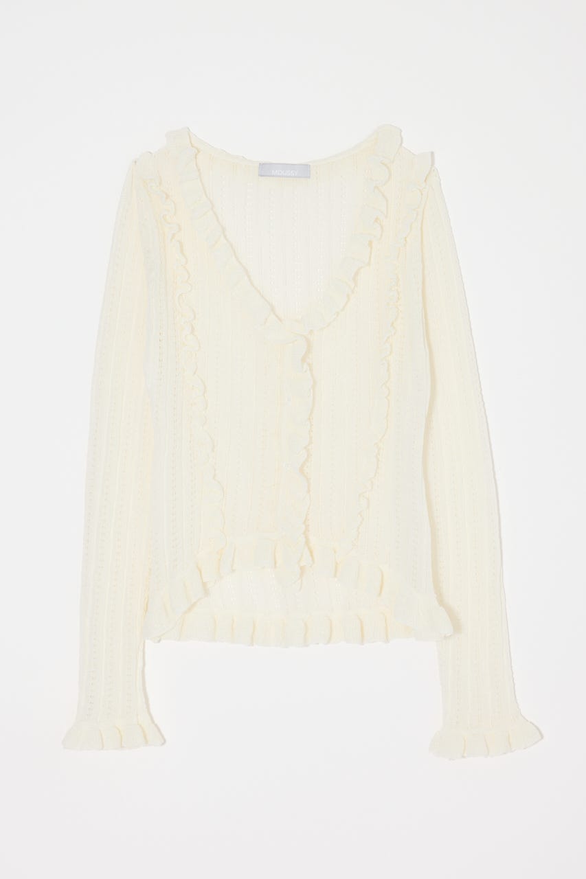 POINTELLE RUFFLE カーディガン＆キャミソール O/WHT FREE