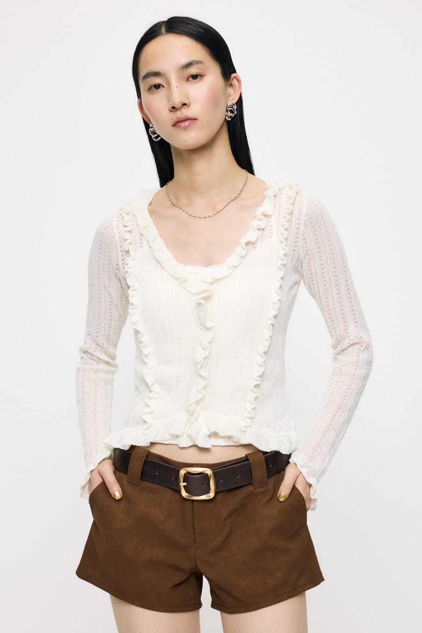 POINTELLE RUFFLE カーディガン＆キャミソール O/WHT FREE