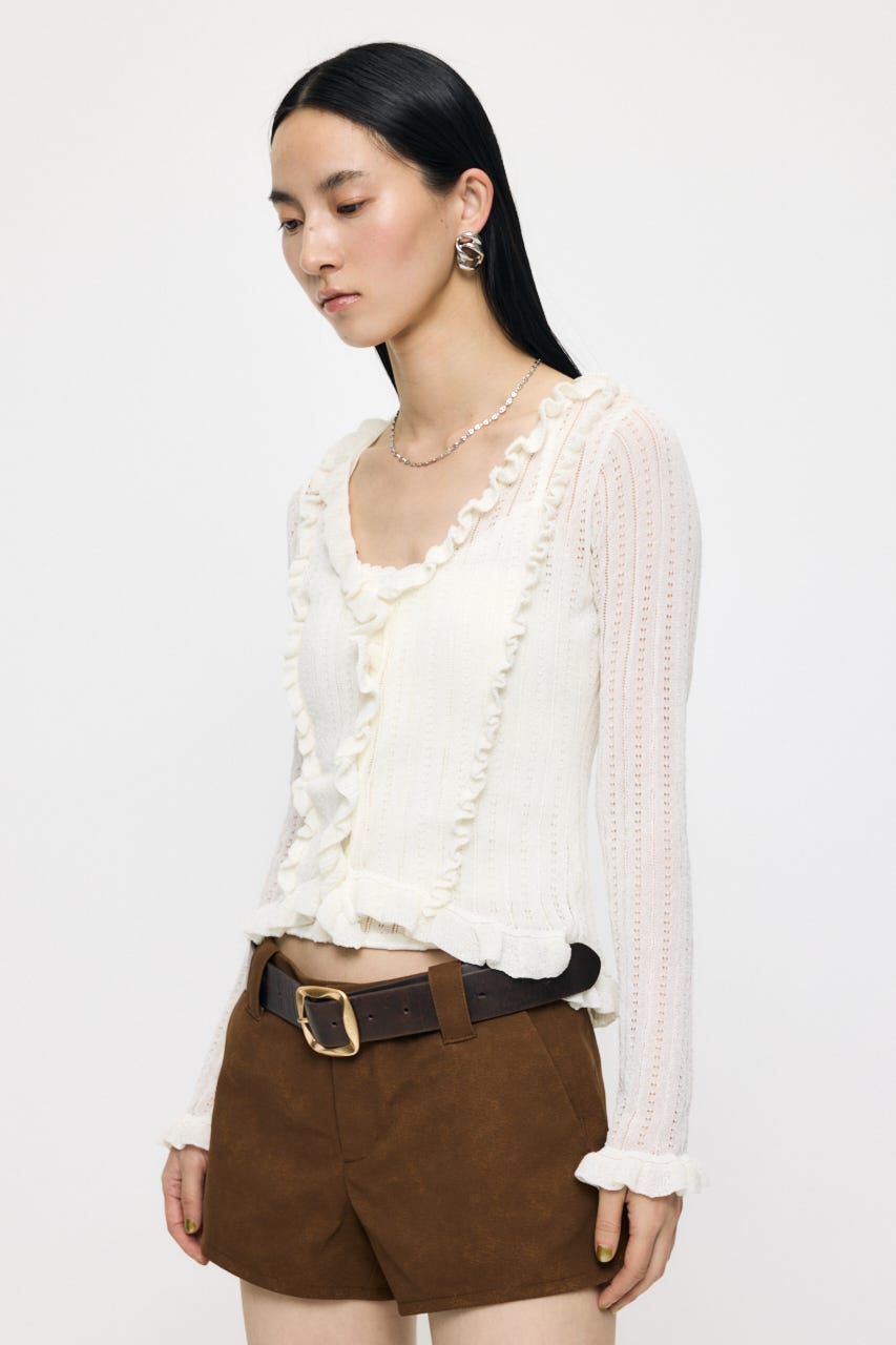 POINTELLE RUFFLE カーディガン＆キャミソール O/WHT FREE