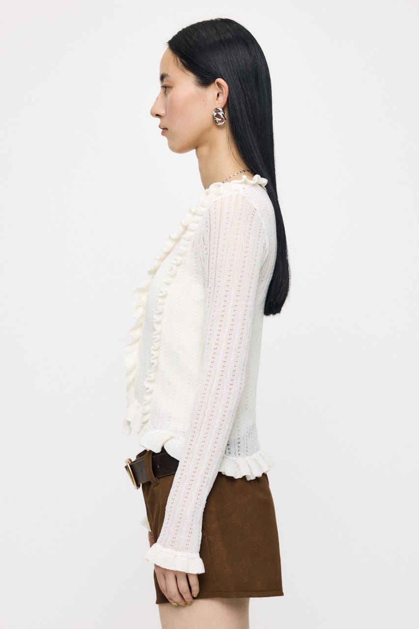 POINTELLE RUFFLE カーディガン＆キャミソール O/WHT FREE