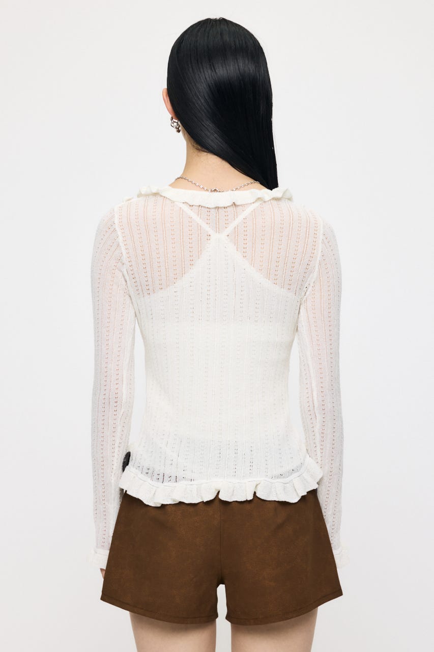 POINTELLE RUFFLE カーディガン＆キャミソール O/WHT FREE