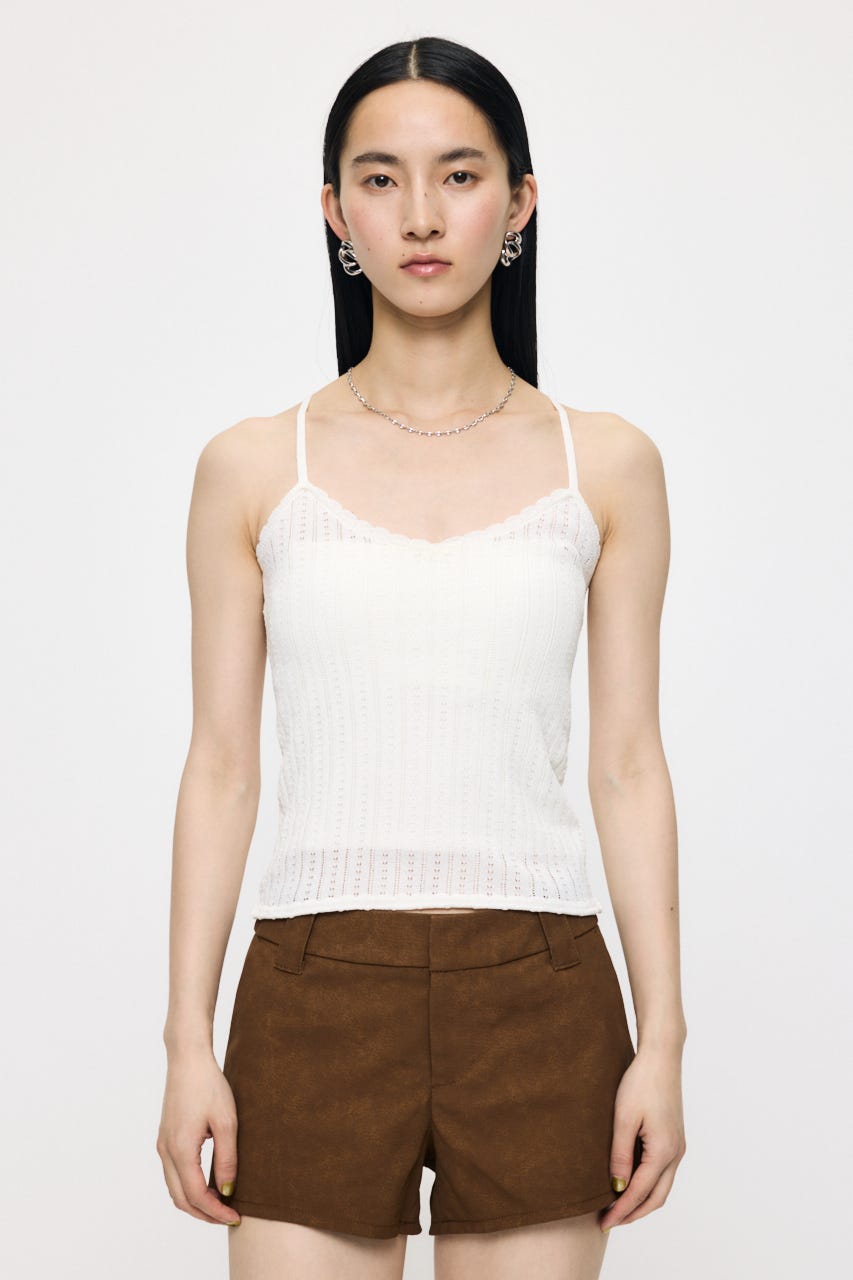 POINTELLE RUFFLE カーディガン＆キャミソール O/WHT FREE