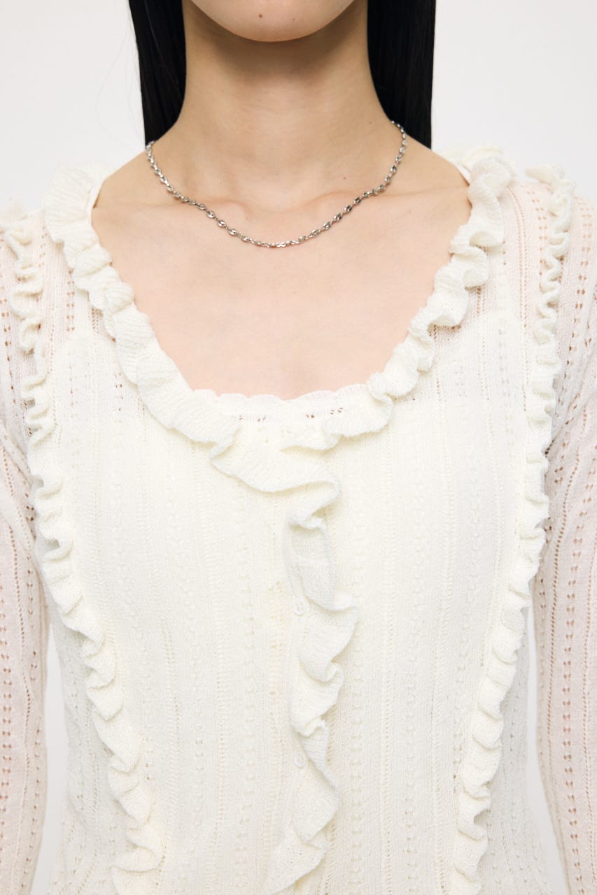 POINTELLE RUFFLE カーディガン＆キャミソール O/WHT FREE
