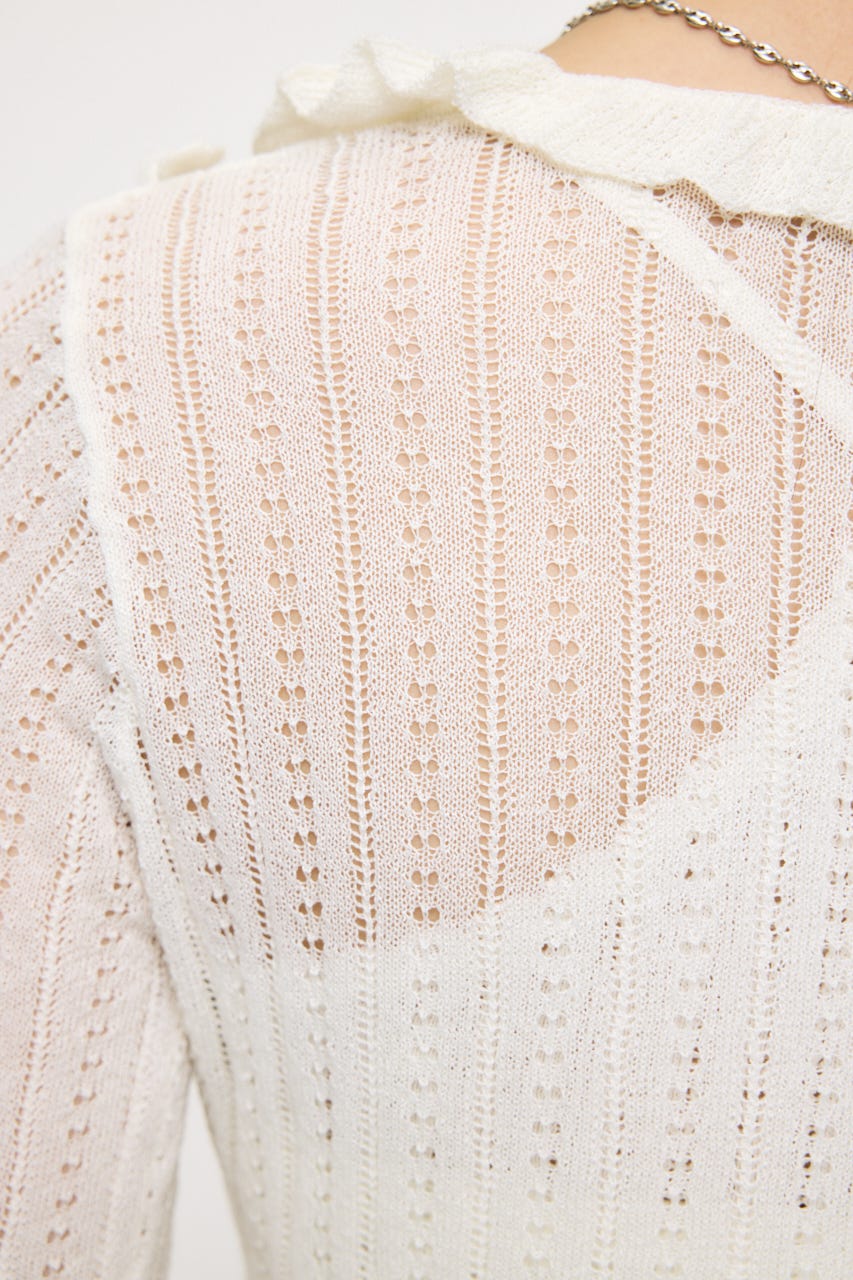 POINTELLE RUFFLE カーディガン＆キャミソール O/WHT FREE