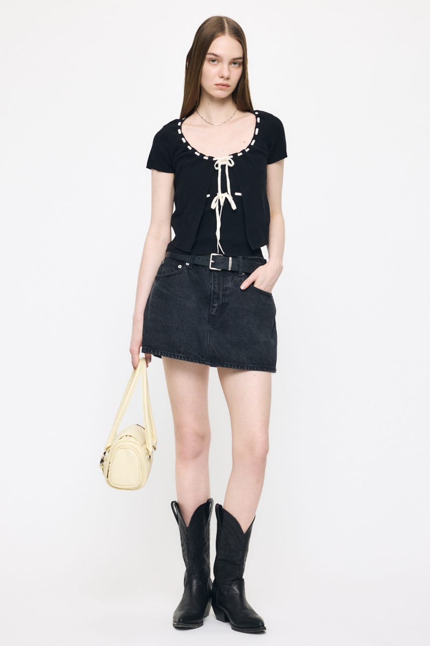 STITCH DETAIL CD & キャミ BLK FREE