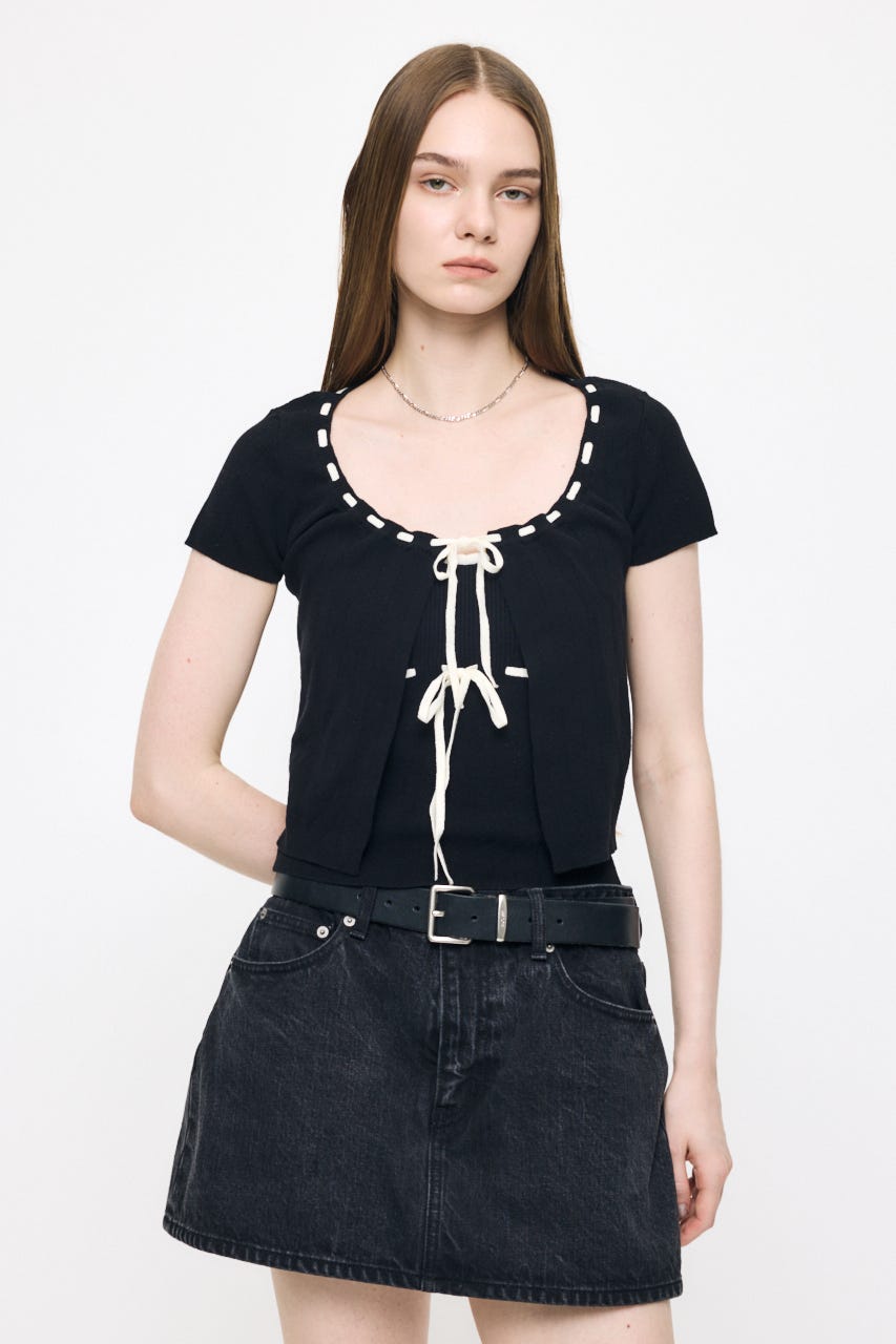 STITCH DETAIL CD & キャミ BLK FREE