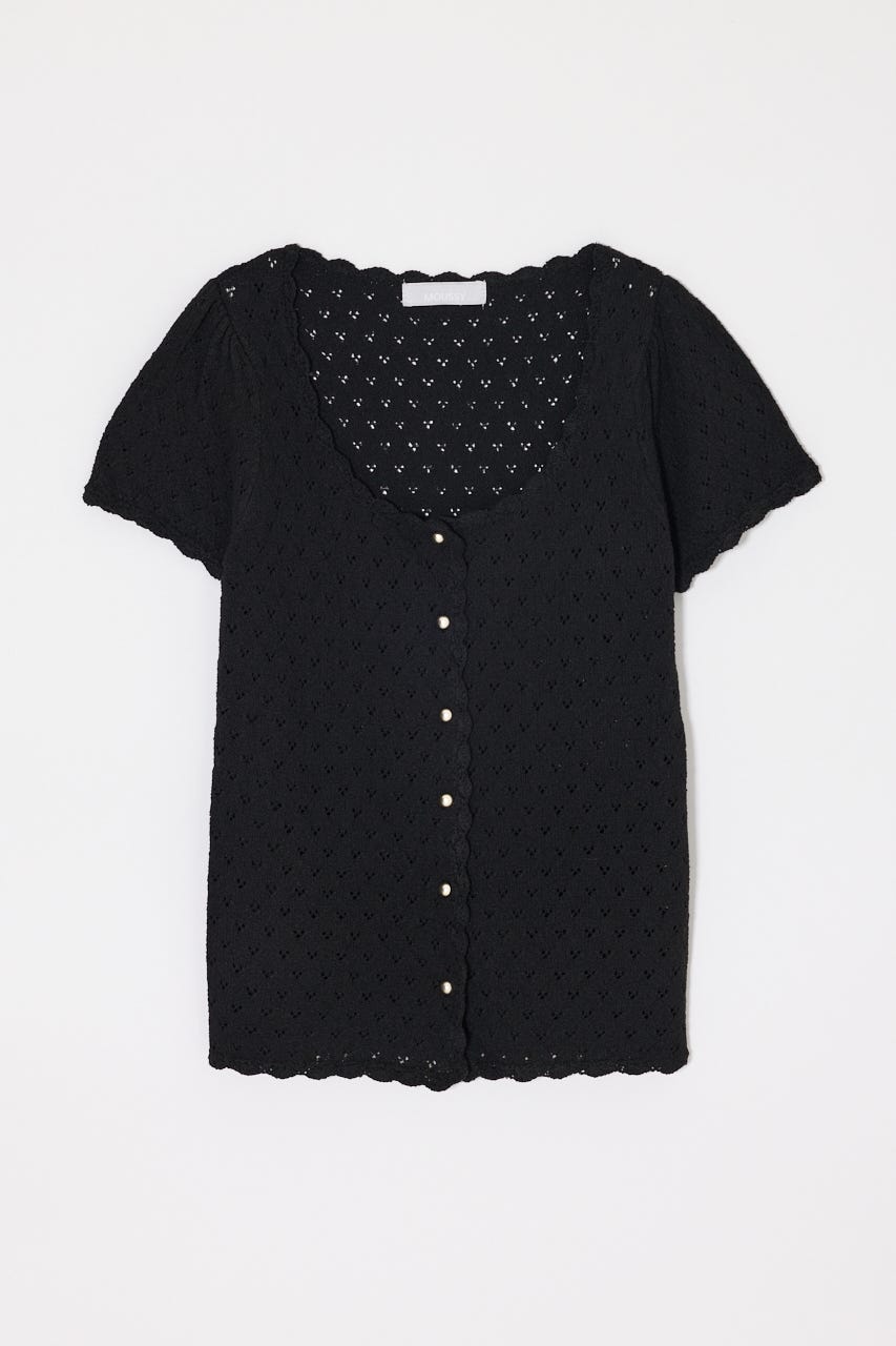 EYELET BUTTON UP トップス BLK FREE