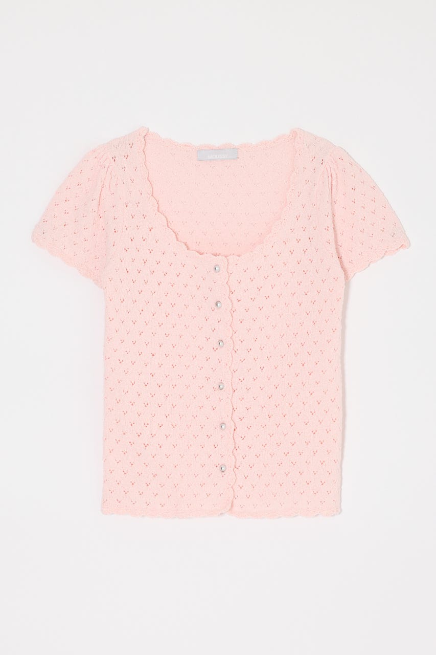 EYELET BUTTON UP トップス L/PNK FREE