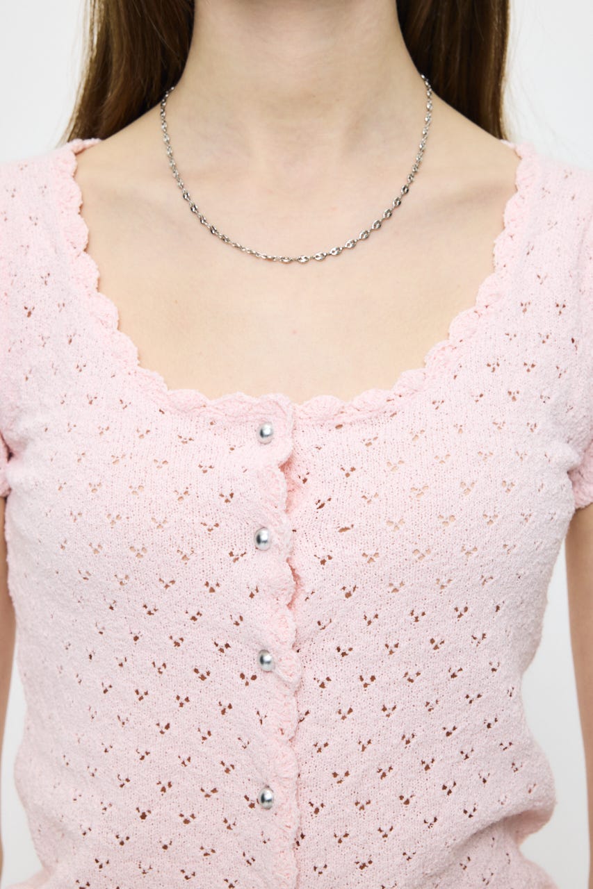 EYELET BUTTON UP トップス L/PNK FREE