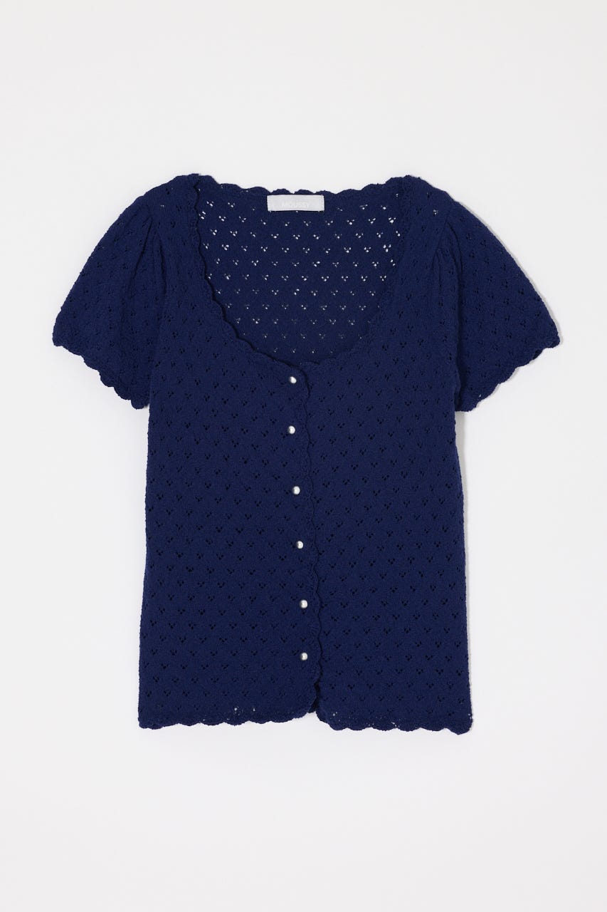 EYELET BUTTON UP トップス NVY FREE